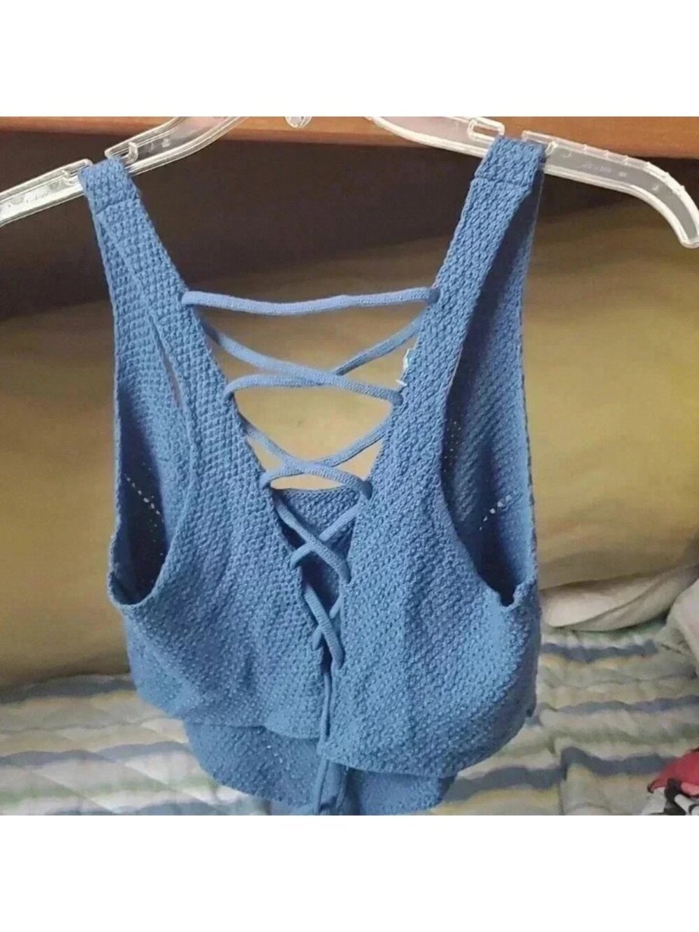 Blue knit crop top - Picture 2 of 7